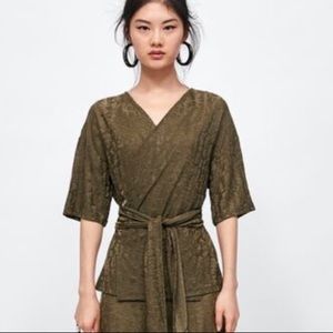 NWOT Zara Jacquard Wrap Top